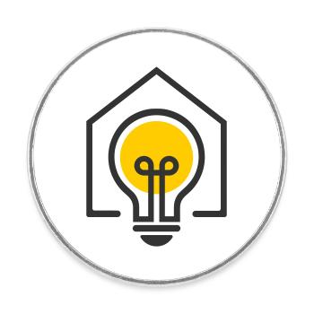 Electrician House Light Bulb Motif - Round  fridge magnet - white - Front