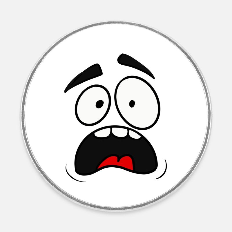 Scared face - Round  fridge magnet - white