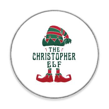 Christopher Elf Personalisierter Name Weihnachten - Runder Kühlschrankmagnet - Weiß - Vorne