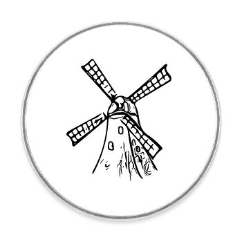 Classic Vintage Windmill - Round  fridge magnet - white - Front