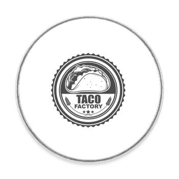 Design d’usine Taco d’inspiration vintage - Magnet rond - blanc - Devant