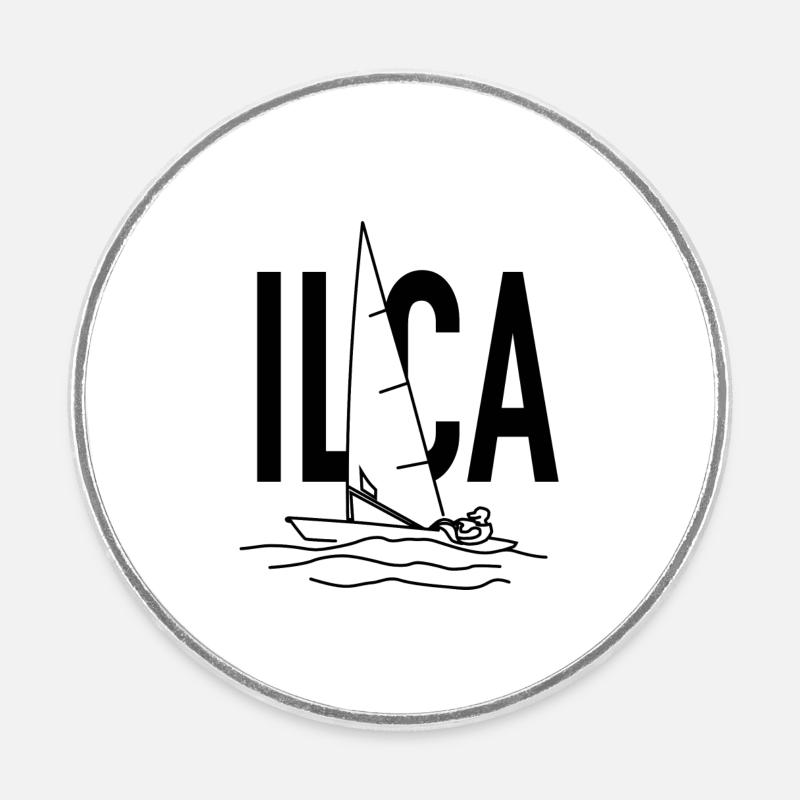 ILCA-Laser - Runder Kühlschrankmagnet - Weiß