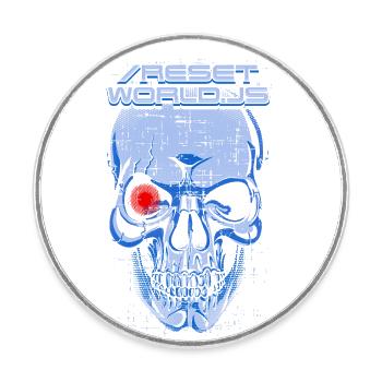 Un monde effrayant reset.js robot et crâne - Magnet rond - blanc - Devant