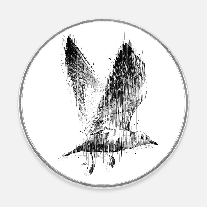 Mouette en mouvement - Magnet rond - blanc