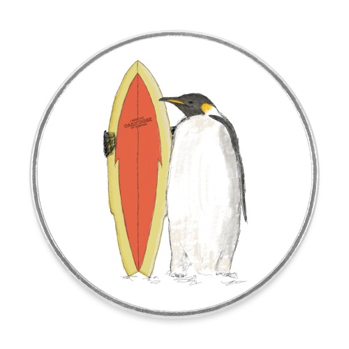 Ein Pinguin mit Surfboard - Runder Kühlschrankmagnet