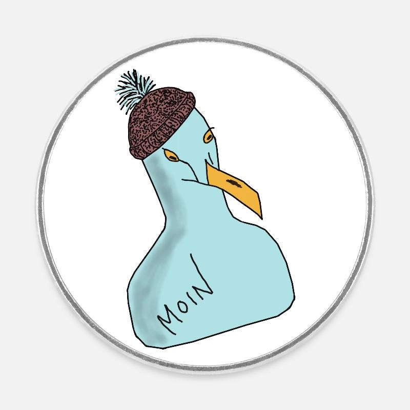 Möwe mit Pudelmütze - Runder Kühlschrankmagnet - Weiß
