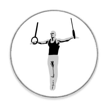 Gymnasts on Rings, Gymnastics - Men's Gymnastics - Round  fridge magnet - white - Front