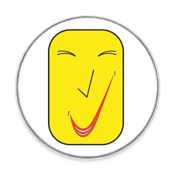 Fine smile SQ. - Round  fridge magnet - white - Front