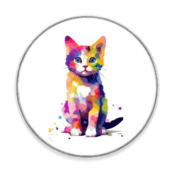 Splash of paint cat - Round  fridge magnet - white - Front