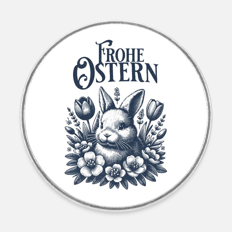 Easter Greetings - Easter Bunny - Round  fridge magnet - white