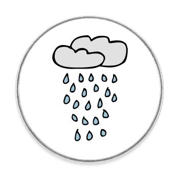 nuage de pluie - Magnet rond - blanc - Devant