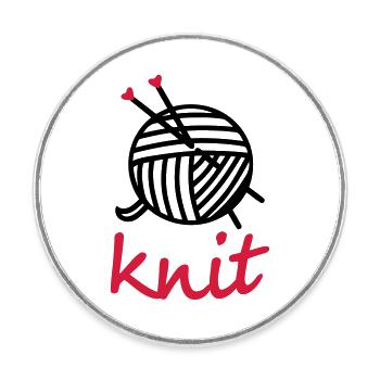 aiguilles à tricoter de laine à tricoter tricot Cadeaux de motivation - Magnet rond - blanc - Devant