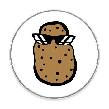 sunglasses cool guy eating potato delicious cook - Round  fridge magnet - white - Front