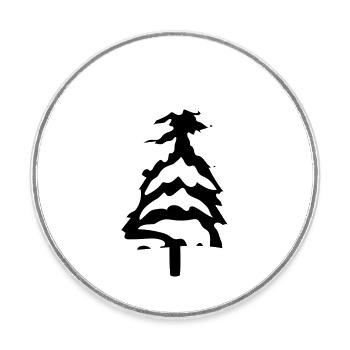 kalt schnee weihnachtsbaum tannenbaum tanne sterne - Runder Kühlschrankmagnet - Weiß - Vorne