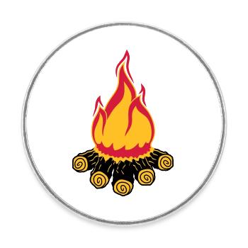 campfire camping evening night camping camper wood - Round  fridge magnet - white - Front