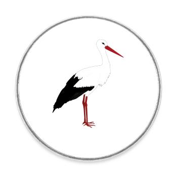 Storch steht - Runder Kühlschrankmagnet - Weiß - Vorne
