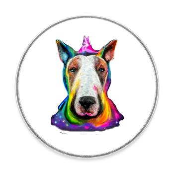 Bull Terrier Design en couleur - Magnet rond - blanc - Devant