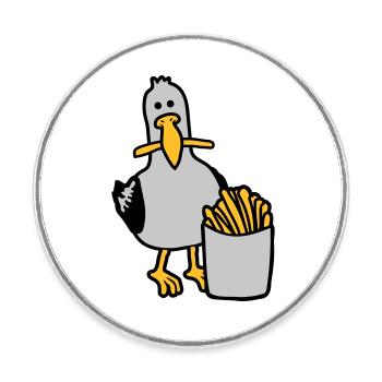 Joyeuses frites volées à la mouette - Magnet rond - blanc - Devant