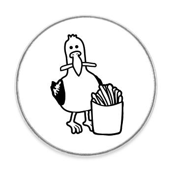 Frites volées mouette heureuse - Magnet rond - blanc - Devant
