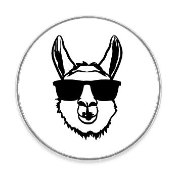 Lama avec des lunettes de soleil Drôle Pas de drame Lama - Magnet rond - blanc - Devant