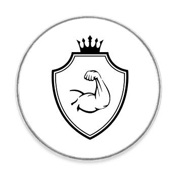 Arm Muskeln Wappen Bizeps - Runder Kühlschrankmagnet - Weiß - Vorne