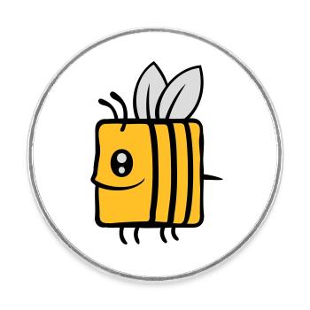 Carré petite abeille mignonne - Magnet rond - blanc - Devant