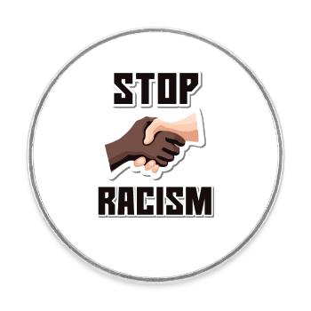 Stop Racism Hand shake black - Runder Kühlschrankmagnet - Weiß - Vorne