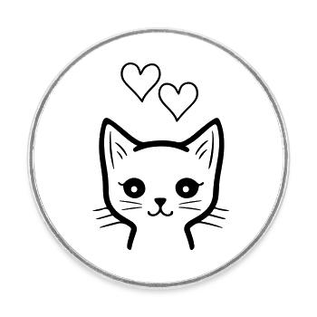 Amour de chat - Magnet rond - blanc - Devant