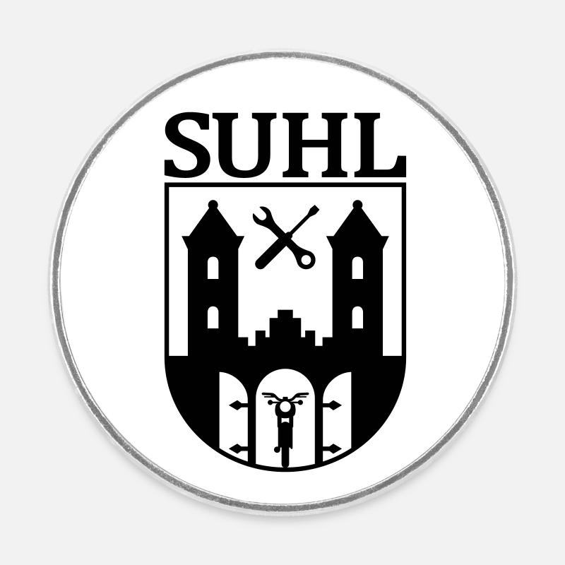 Simson Suhl Emblem mit Text v.2 - Runder Kühlschrankmagnet - Weiß
