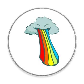 Arc-en-ciel - nuage vomissante - bulletin météo - Magnet rond - blanc - Devant