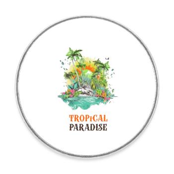 Tropical Paradise - Round  fridge magnet - white - Front