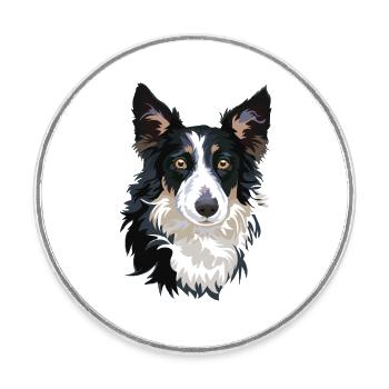 Border Collie - Runder Kühlschrankmagnet - Weiß - Vorne