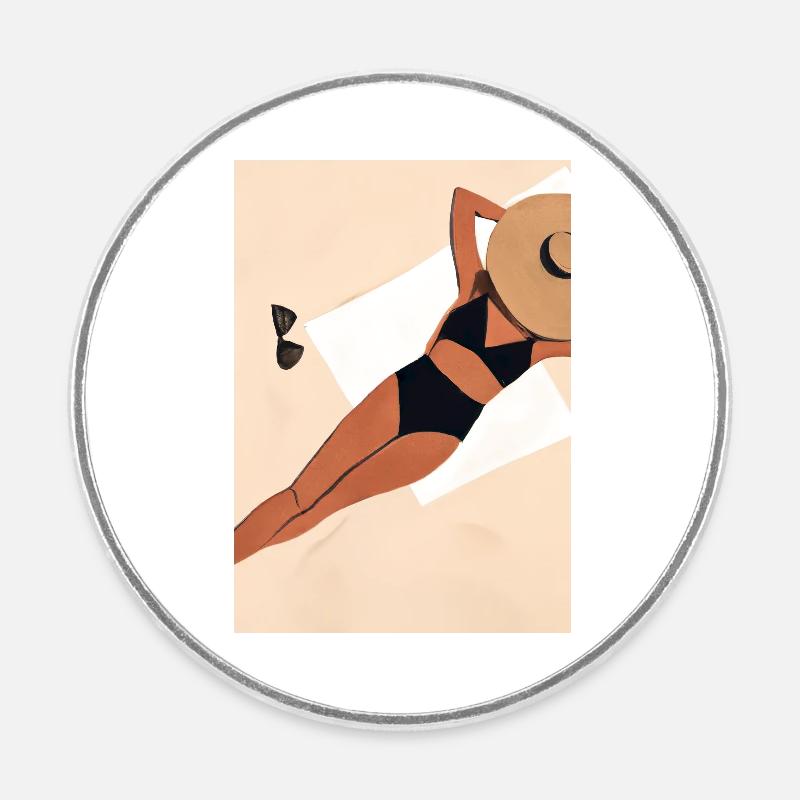 Frauen Sommerhut Bikini - Runder Kühlschrankmagnet - Weiß