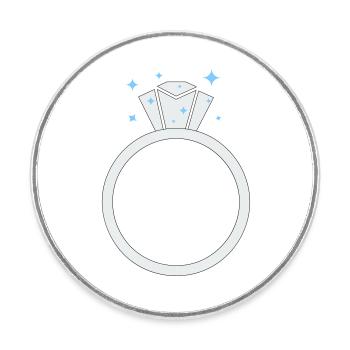 Diamant Ehering - Runder Kühlschrankmagnet - Weiß - Vorne