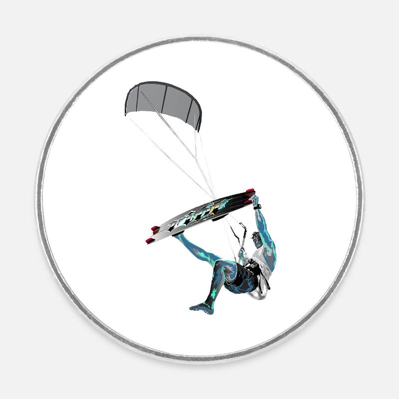 Kiter 2 0 - Runder Kühlschrankmagnet - Weiß