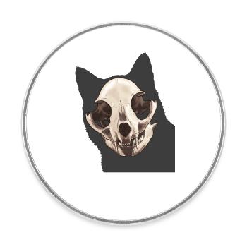 Crâne de chat - Magnet rond - blanc - Devant