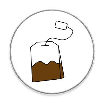 Sachet de thé - Magnet rond - blanc - Devant