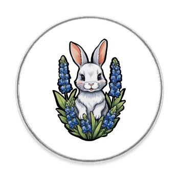 Hase Kaninchen Bluebonnets - Runder Kühlschrankmagnet - Weiß - Vorne