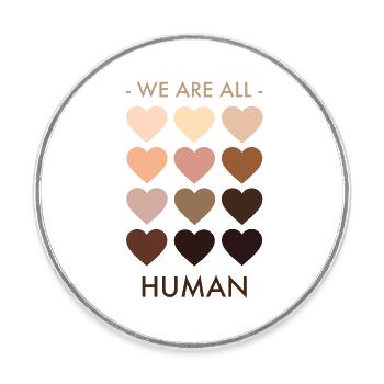 We are all human - Round  fridge magnet - white - Front