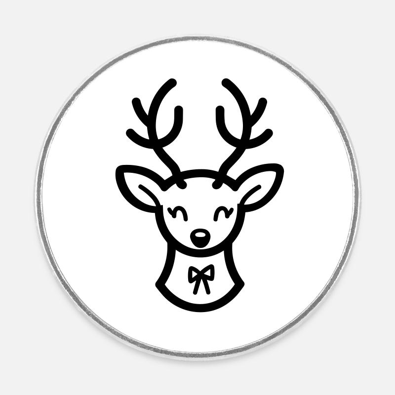 renne de noel - Magnet rond - blanc