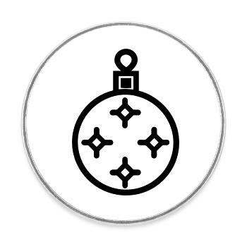 Boule de Noël - Magnet rond - blanc - Devant