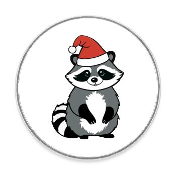 Waschbär Weihnachten Wasserfarben - Runder Kühlschrankmagnet - Weiß - Vorne