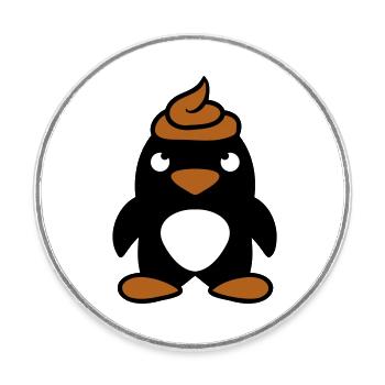 Pinguin Kacke auf Kopf gemacht Lustige Kot Scheiße - Runder Kühlschrankmagnet - Weiß - Vorne