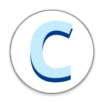 Pop und moderner blauer Buchstabe c - Runder Kühlschrankmagnet - Weiß - Vorne