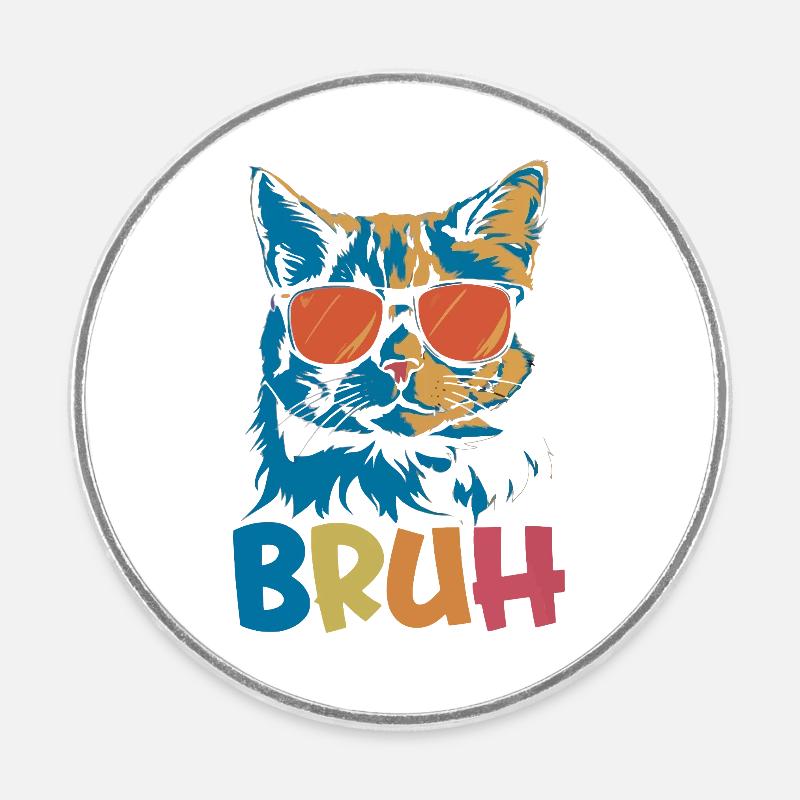 Bruh-Katze - Runder Kühlschrankmagnet - Weiß