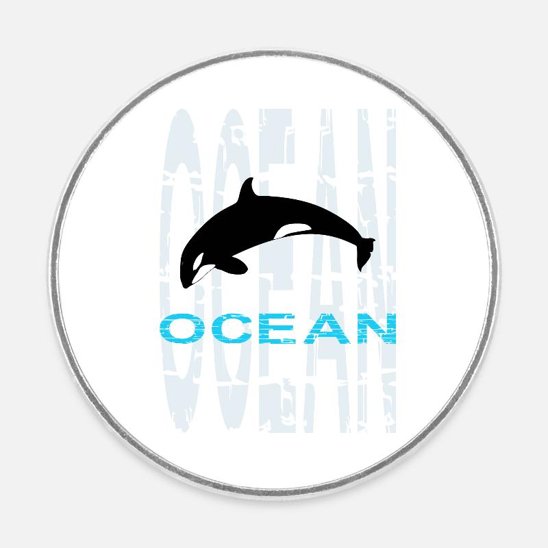 Whale - Ocean - Round  fridge magnet - white