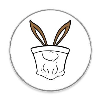 Hase Hasenohren Loch versteckt Tasche lustig süß - Runder Kühlschrankmagnet - Weiß - Vorne