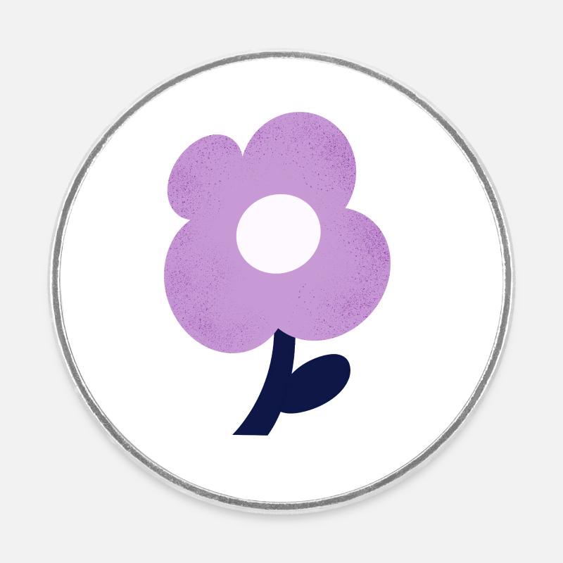 Purple Flower - Round  fridge magnet - white