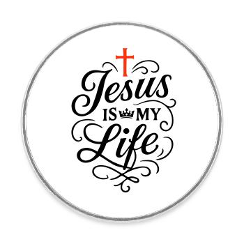 Jesus mein Leben Glaube - Runder Kühlschrankmagnet - Weiß - Vorne
