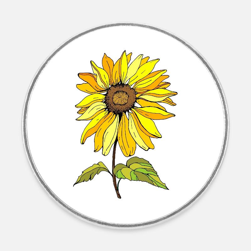 Fleur - Magnet rond - blanc